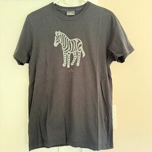 Paul Smith Crew Neck Short Sleeve Tee Black Zebra Print Size L 100% Cotton